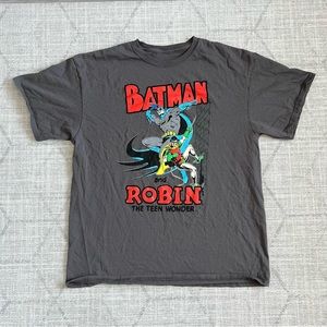 DC Comics Batman & Robin The Teen Wonder Men’s Grey Animated Graphic Tee Shirt